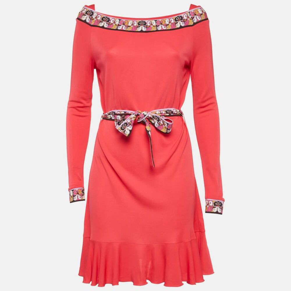 Emilio Pucci Pink Jersey Belted Mini Dress M